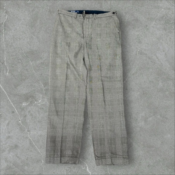 Vintage Polo By Ralph Lauren Pants Mens 36x33 White Black Houndstooth Trousers‎